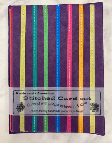 Stitched Card Set Handmade Paper - Purple Assorted