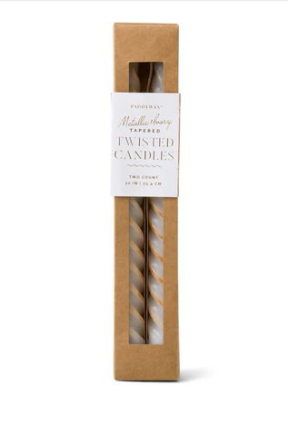 Metallic Ivory Twisted Taper Candles