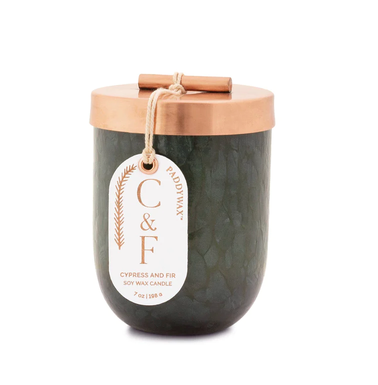 Cypress + Fir - 7 oz Green Blown Glass Candle
