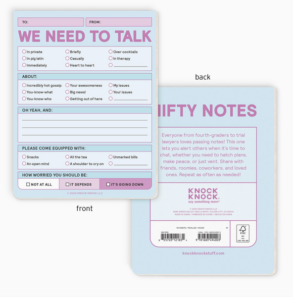 We Need To Talk Nifty Note Pad (Pastel Version)