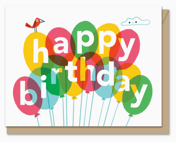 Birthday Balloon Kitty (Tri-Fold Birthday Greeting Card)