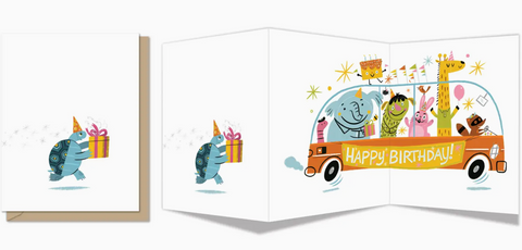 Tardy Turtle (Tri-Fold Birthday Greeting Card)
