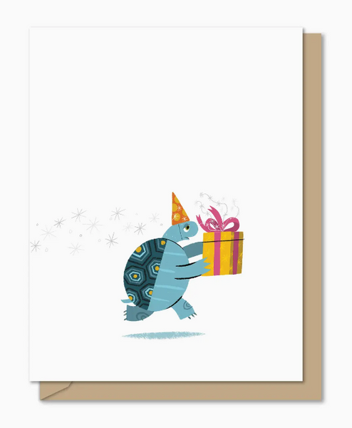 Tardy Turtle (Tri-Fold Birthday Greeting Card)