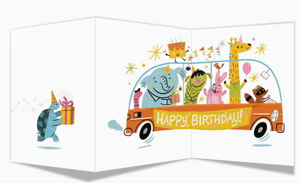 Tardy Turtle (Tri-Fold Birthday Greeting Card)