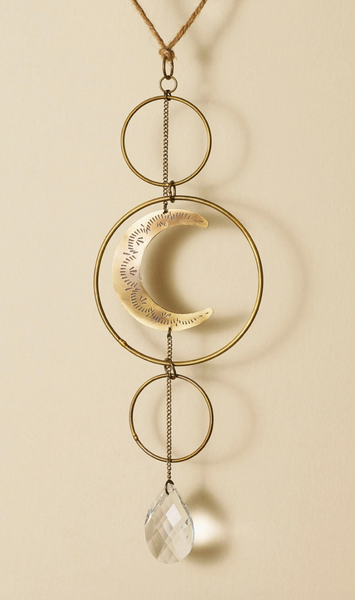 Surya Crescent Moon Brass Suncatcher