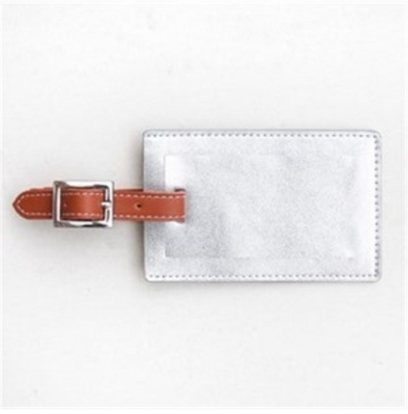 Luggage Tag Embossed Silver