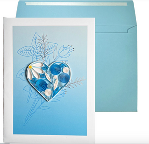 Quilled Heart on Blue Blank Card