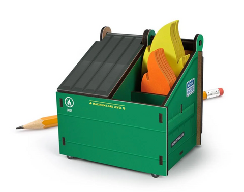 DESK DUMPSTER Pencil Holder with Note Cards