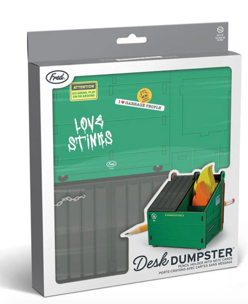 DESK DUMPSTER Pencil Holder with Note Cards