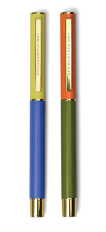 Colorblock Pen Set of 2 -Cobalt + Army Green