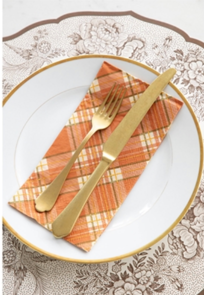 Orange Plaid Guest Napkin