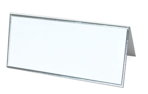 Place Card Pochette smooth white silver edges