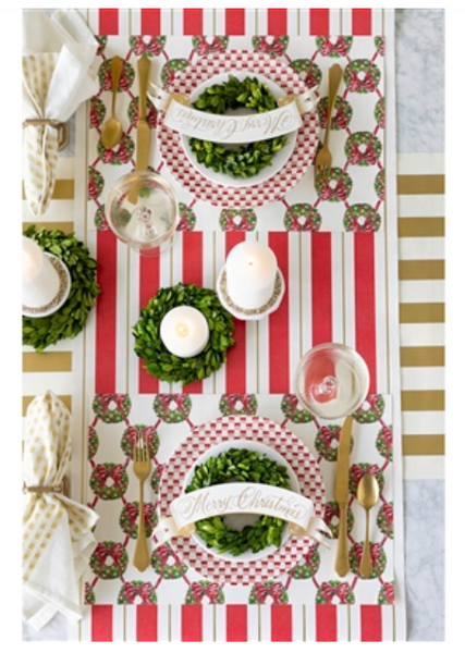 Red and Gold Awning Stripe Runner