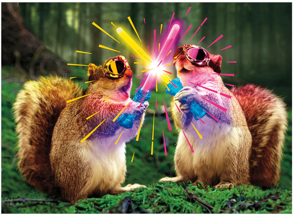 Squirrels with Glow Sticks-Emb Birthday