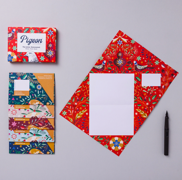 Festive Pigeon Holiday Letter Set - Pack of 6