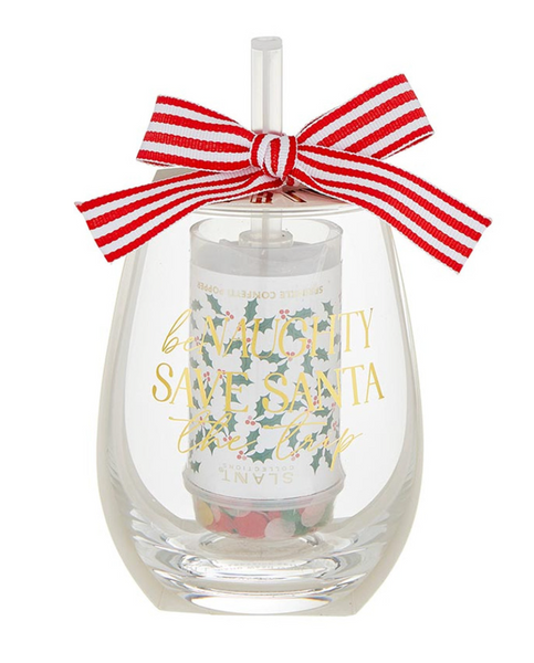 Wineglass & Popper Gift Set - Be Naughty Save Santa