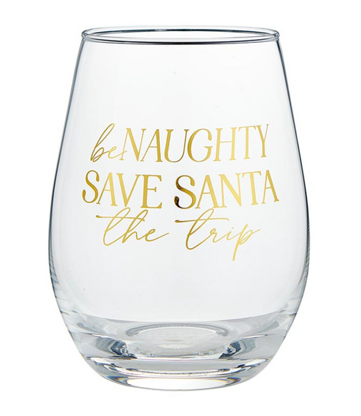 Wineglass & Popper Gift Set - Be Naughty Save Santa