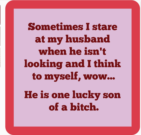 Coaster Lucky Son of A Bitch | Funny Gift | Home Bar Decor