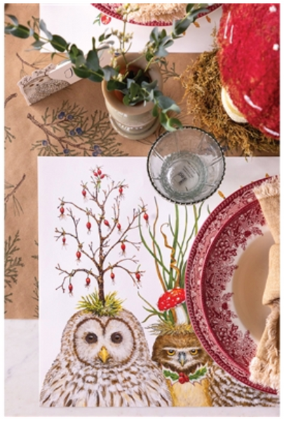 Festive Little Owls Placemat - Pad of 20 Sheets