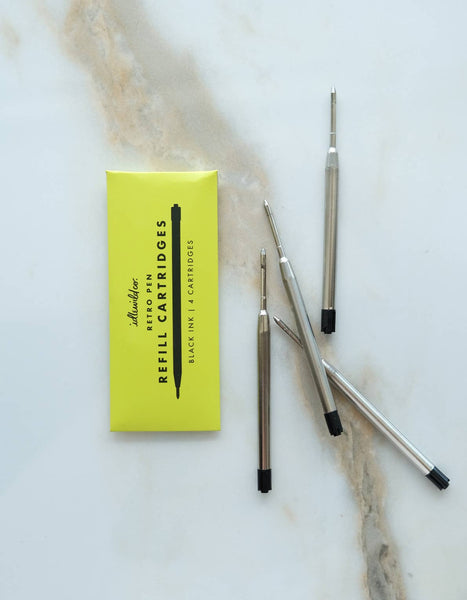 Retro Pen Refills | Black Ink, 4 Cartridges