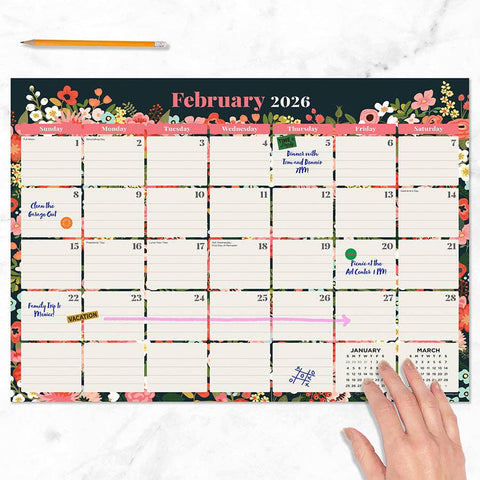 Bountiful Blooms Medium Desk Pad Monthly Calendar