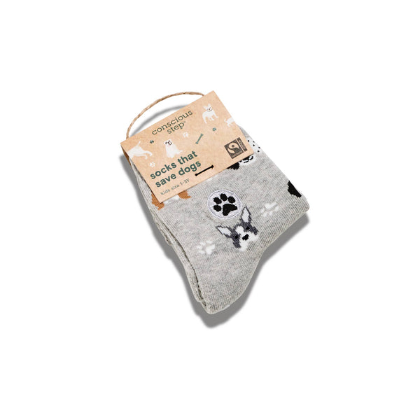 Kids Socks that Save Dogs | Gray Dogs - Organic Cotton Socks: Preschool