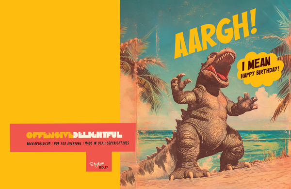 GODZILLA BEACH birthday card