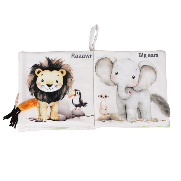 Safari Friends Tails 10-Page Soft Crinkle Cloth Baby Book