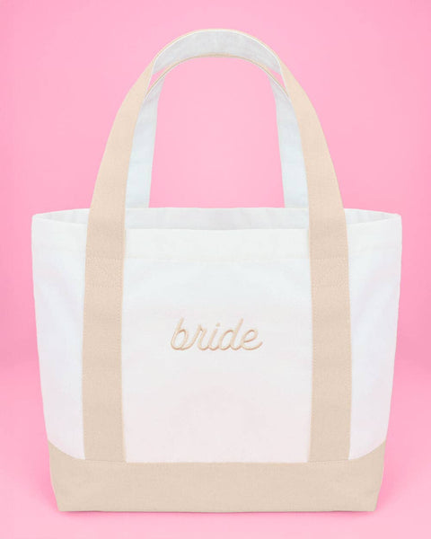 Neutral Bride Boat Tote Bag | Beige Bride Tote, Bridal