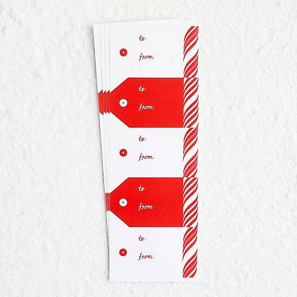 Candy Cane Sticker Gift Tag