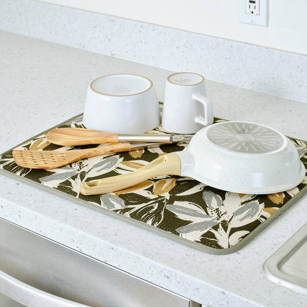 Leaf Tiles Microfiber Dish Drying Mats, Quick Drying