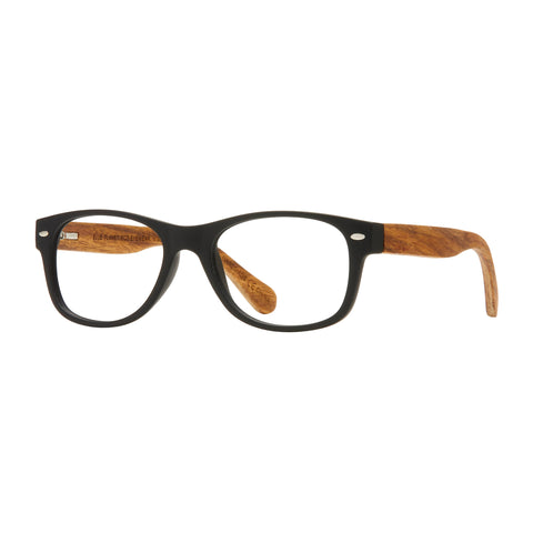 Shaw- Matte Black / Walnut Wood + Blue Light Lens: 2.50