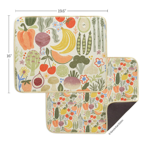 Farm Stand Microfiber Dish Drying Mats, Machine Washable