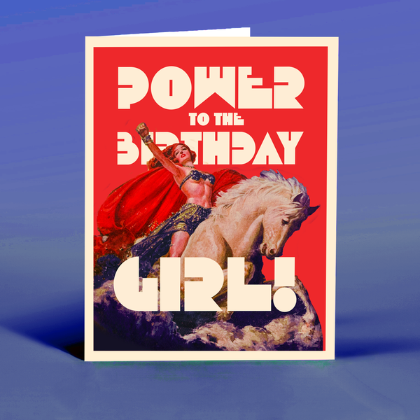 TRIUMPHANT HORSE GIRL birthday card