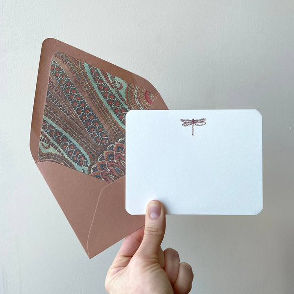 Paisley Dragonfly Letterpress Stationery Pack