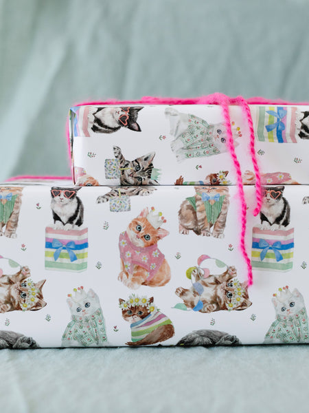 Birthday Cat Gift Wrap: Single Sheet