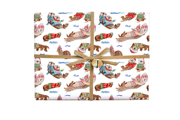 Holiday Otters Gift Wrap Roll