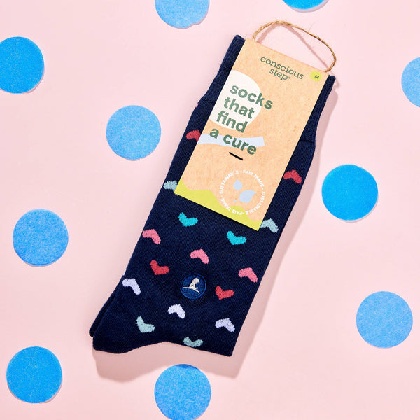 Socks That Find a Cure (Navy Hearts): Medium