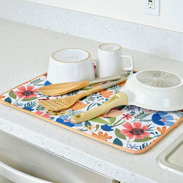 Field Of Flowers Microfiber Dish Drying Mats, Spring Decor