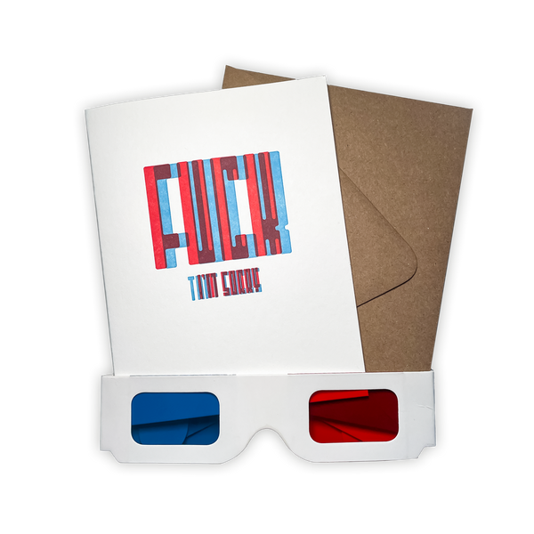 Fuck 3-D Secret Decoder Letterpress Card