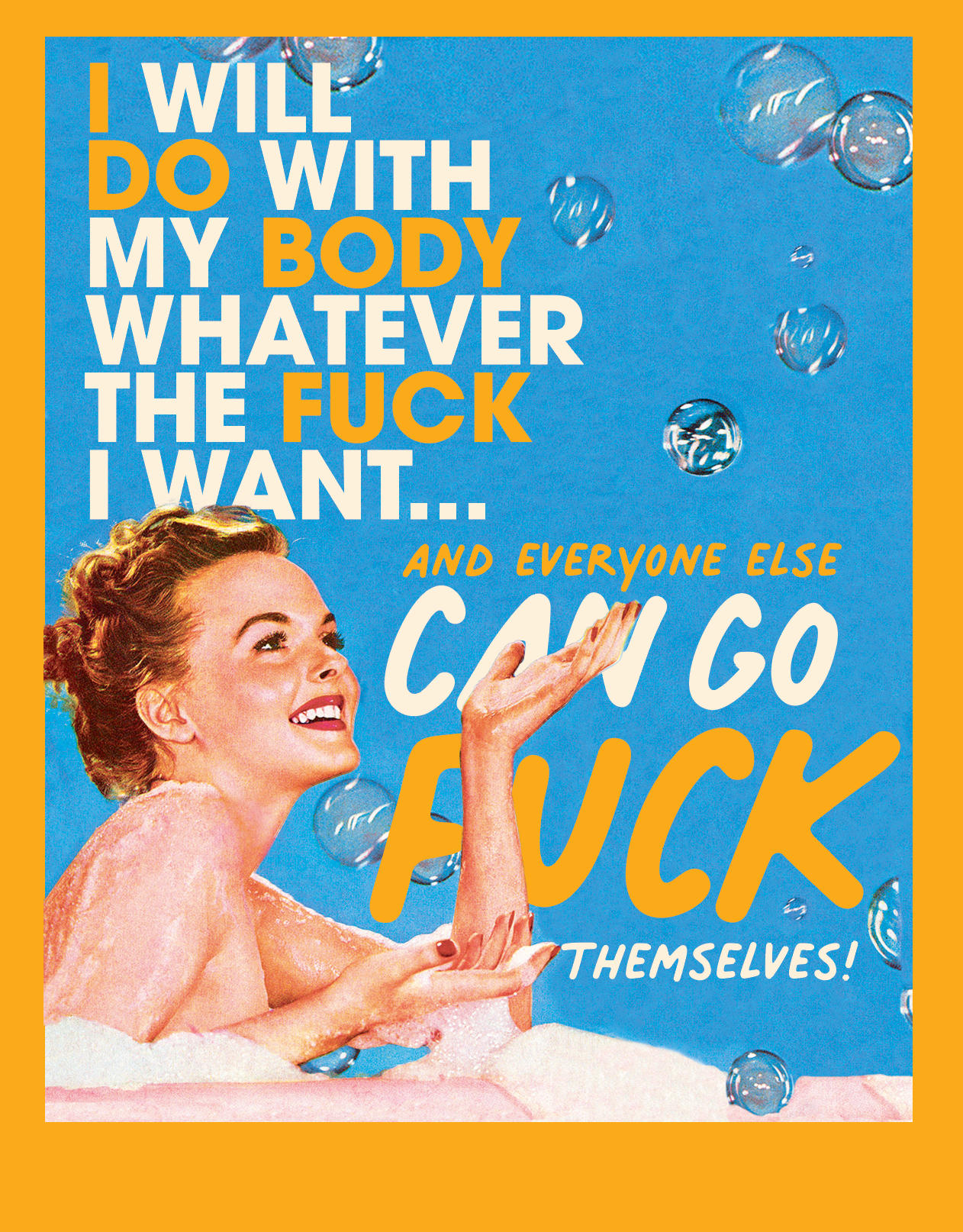 BLUE BATHTUB FEMINIST art print + FREE CARD