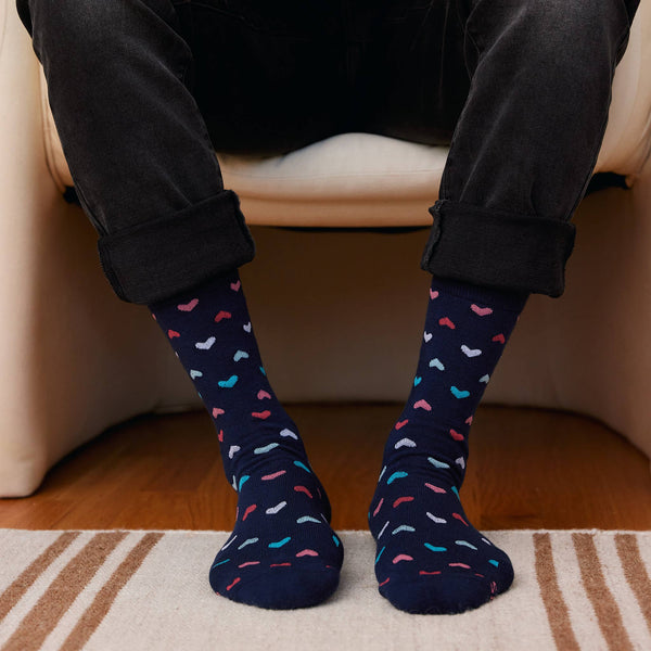 Socks That Find a Cure (Navy Hearts): Medium