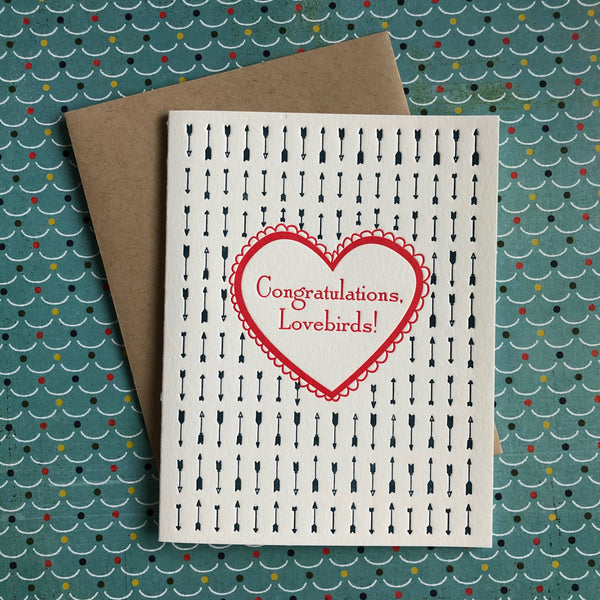 Arrow Lovebirds - letterpress card