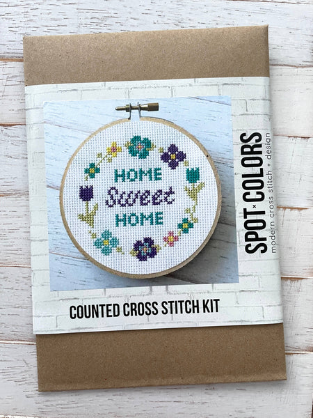 Floral Home Sweet Home Spring Cross Stitch Kit