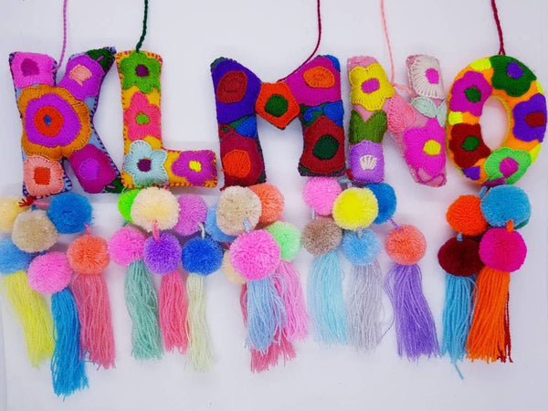 Alphabet Letters Multicolored Felted Embroidered Charm