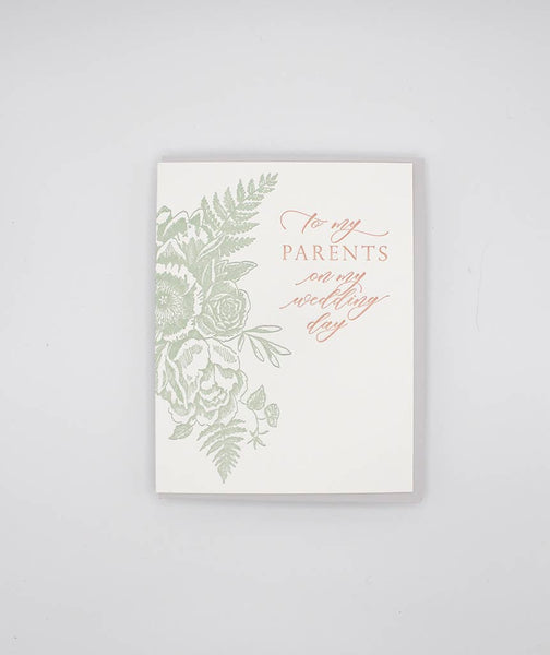 To My Parents On My Wedding Day Letterpress Card