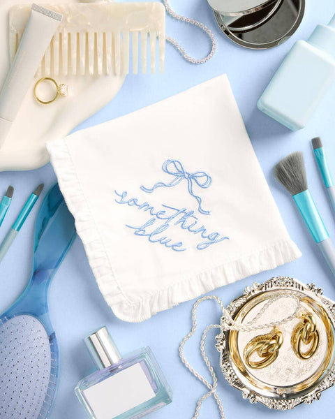 Something Blue Embroidered Handkerchief | Bridal Wedding