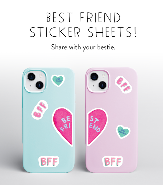 BFF Heart Sticker Sheet Shareable