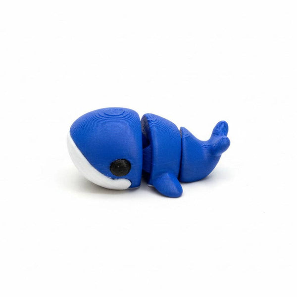 Whale (Blue/White) • Mini 3D Printed Articulated Animal • Flexi Animals • Pocket Pets • Pocket Pals • Desk Pets [2025]