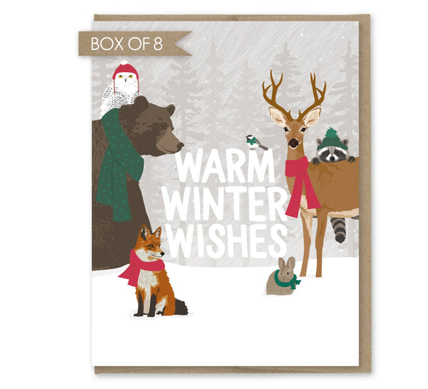 Warm Winter Wishes Forest Animals Card - Box of 8